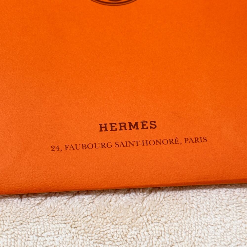 Authentic Hermès Orange Shopping Gift Bag Brown Rope Handles Paris 9"x 6" Small - Picture 3 of 6